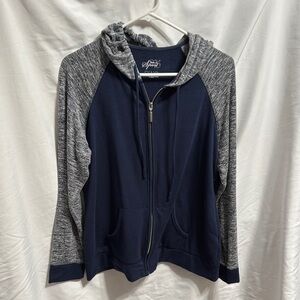 Soffe Navy and Gray Zip-Up Hoodie